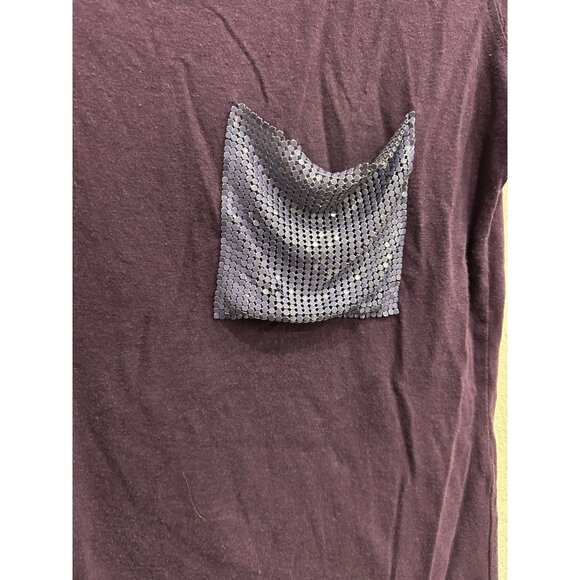 Ana Purple Petite T-Shirt Sequined Pocket Detail Sz PM - Picture 4 of 10